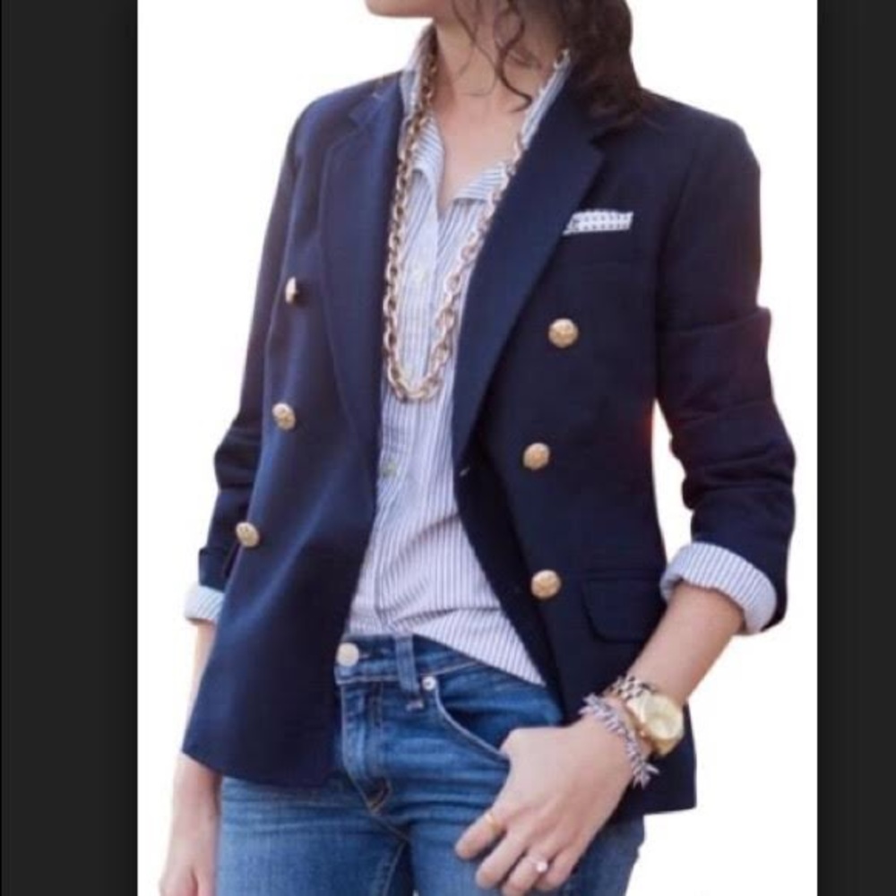 J Crew Navy Double Breasted Schoolboy Blazer